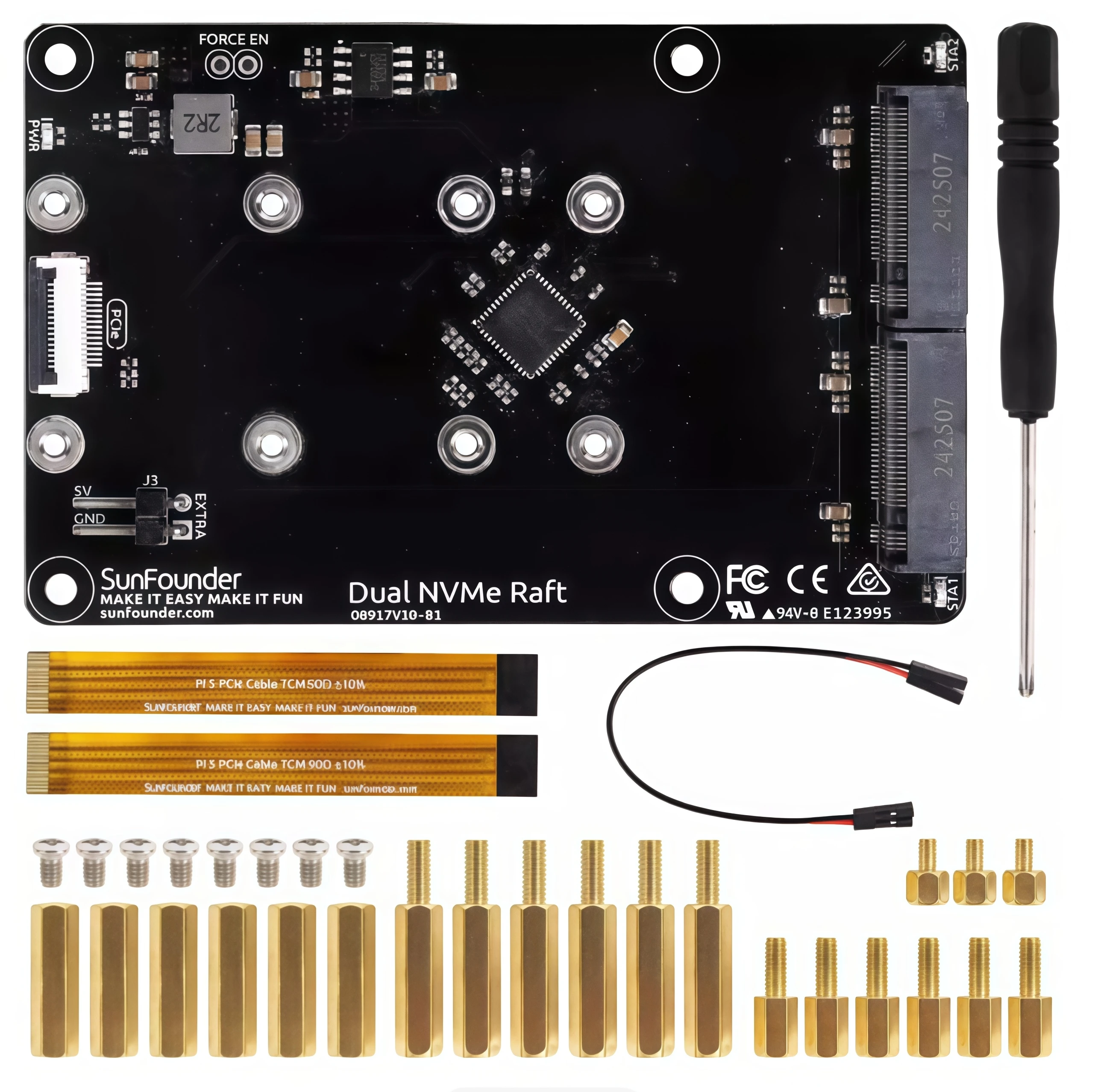 Raspberry Pi Dual NVMe Expansion Supports Hailo-8L AI 2230/2242/2260/2280 SSD RAID  Brand New Original