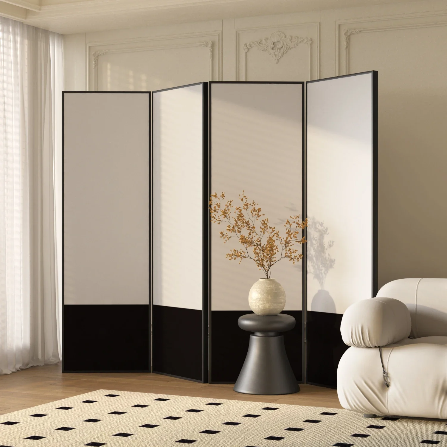 

Japanese-style screen partition modern simple light luxury household living room entrance office folding mobile