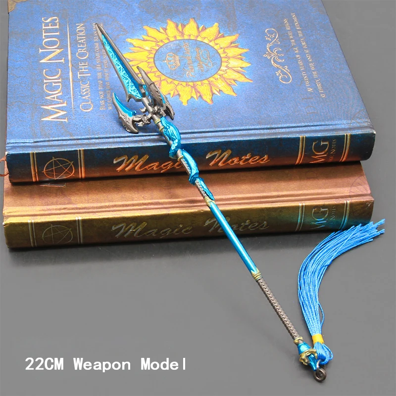 

22CM Naraka Bladepoint Game Peripheral Anime Zinc Alloy Weapon Model White Rainbow Spear Metal Replica Miniature Decoration Toys