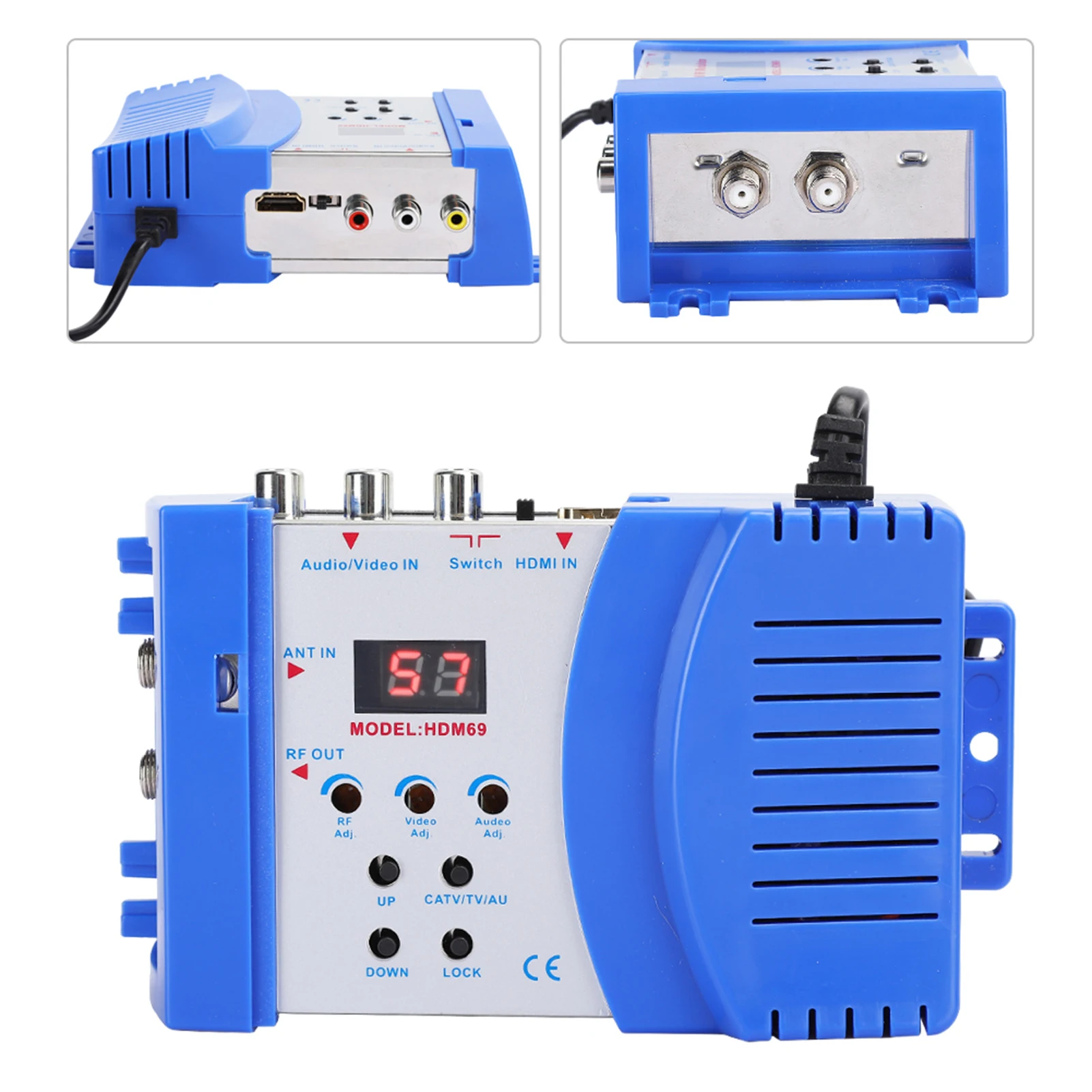 HDM69 Digital RF Modulator AV to RF Converter VHF UHF PAL Standard Modulator EU Plug 100‑240V