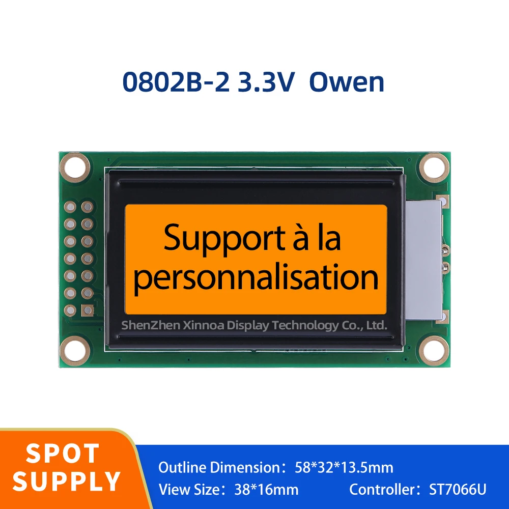 In Voorraad Directe Verzending Meertalige Module 02*8 Lcd 14Pin 58X32Mm Oranje Lichtzwarte Letters Europese 0802b-2 3.3V Lcd Module