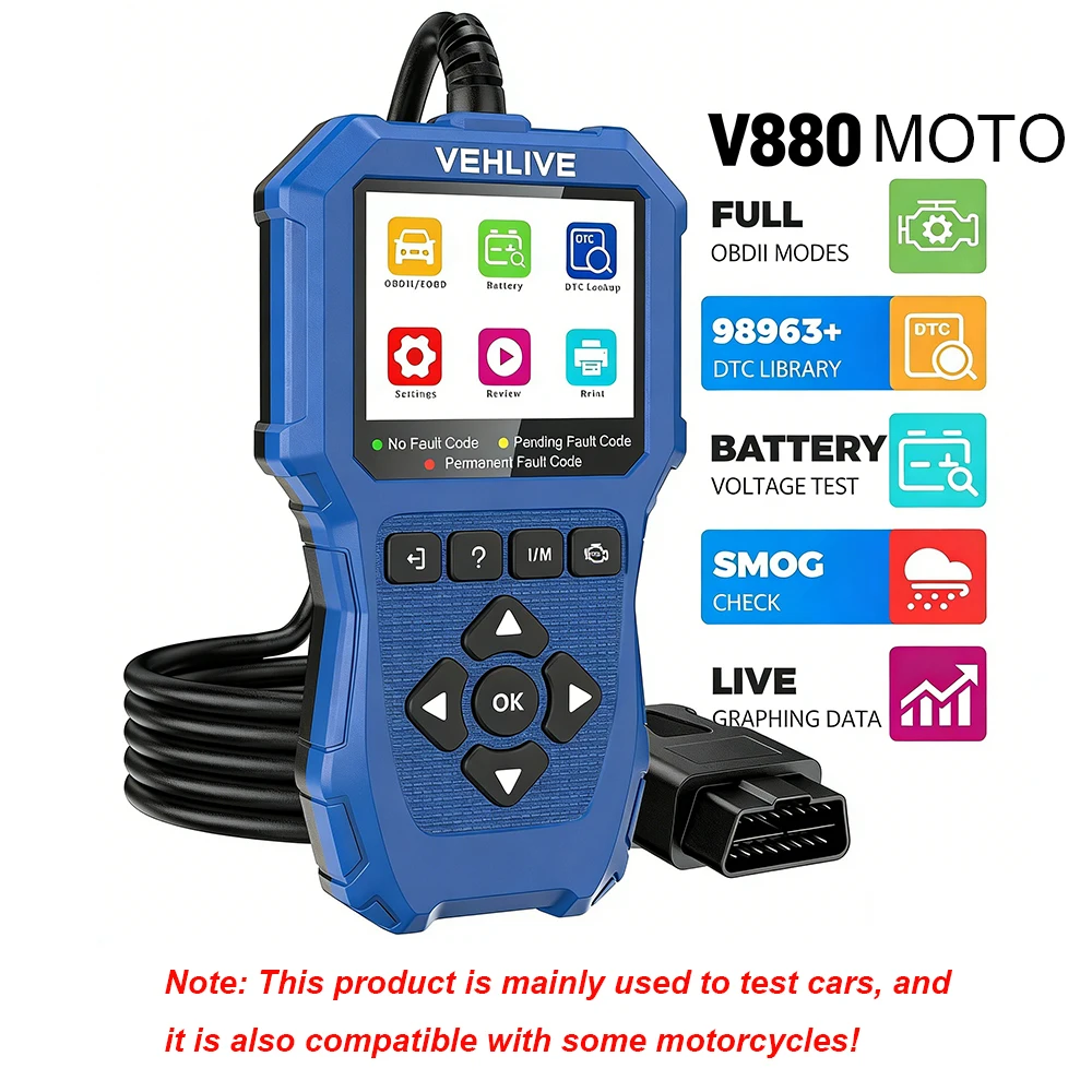 

Усовершенствованный автомобильный диагностический инструмент плюс обновленный сканер считывателя кодов неисправностей V880 MOTO OBD2 OBDII EOBD с улучшенным обнаружением ошибок