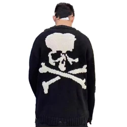 YZLDS-Men and Women's Retro Sweater, Loose Knit Sweaters, Gothic Style, Y2k Skull Pattern, Thickening, Korean Tops