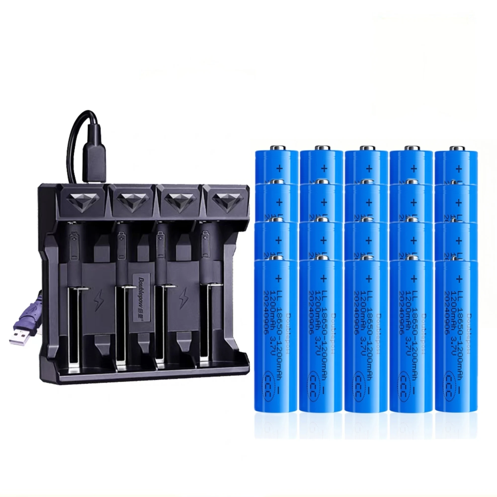20PCS 18650 rechargeable battery 3.7V 1200mAh 18650 Lithium Battery Charger for Flashlight Radio Bluetooth speakers Power bank