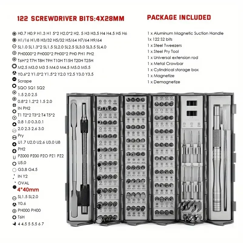 128 in 1 Multi Functional Screwdriver Set Portable Precision Hand Screw Drivers Kit Extended S2 Folding Home Phone Repair Tools