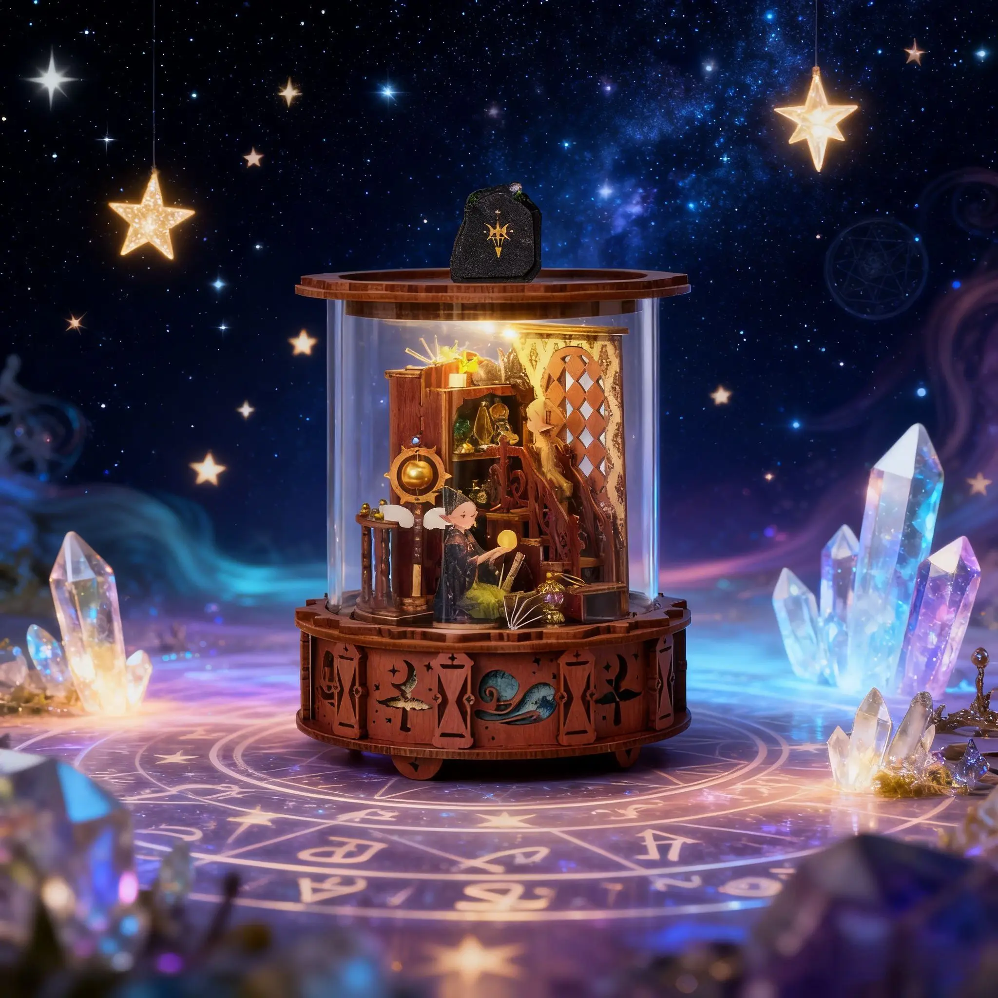 

Magic Music Box 360° Visible Light Rotating DIY 3D Puzzle Miniature Building Assembly Toy Gift