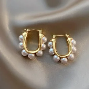Urly ring earrings for women for women, golden color, simple, versatile, elegant, luxury, premium ear accessories, wholesale 8 Main Wholesale Sales - №2
