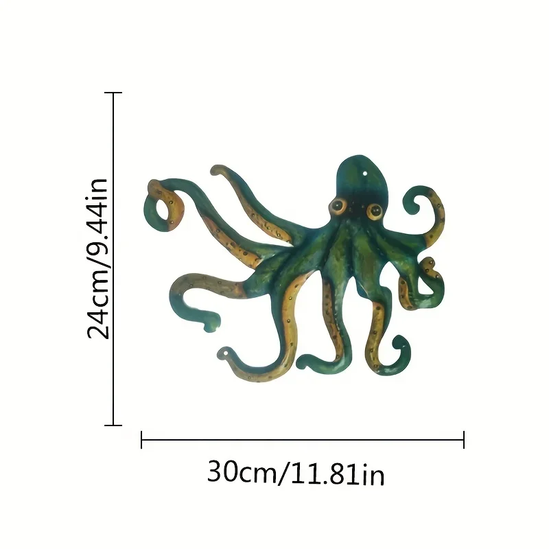 CIFbuy Metal Dark Green Octopus Wall Decorations, Wall Hanging Silhouettes, Living Room Dining Room Table Decorations