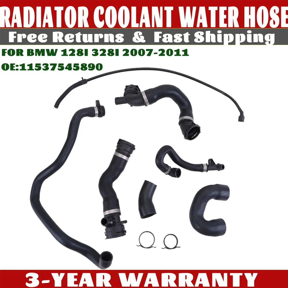 

7PCS Car Radiator Coolant Water Hose Pipe Kit 11537516414 11537521049 17127531579 For BMW 128i 328i E90 N51 2007-2011 Car Accessories