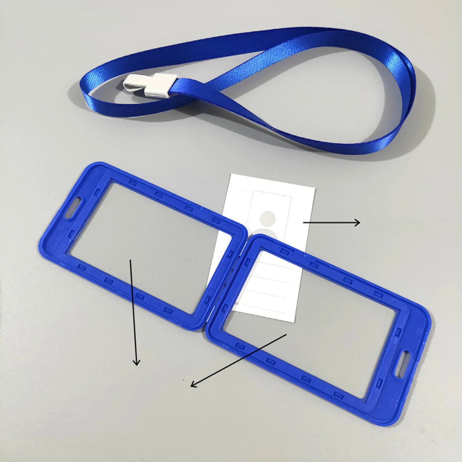 Plastic Work Card Cover with Lanyard Rope ID Work Card Identity Badge Bus Card Holder Cover Business Credit Card Holder Bag Case