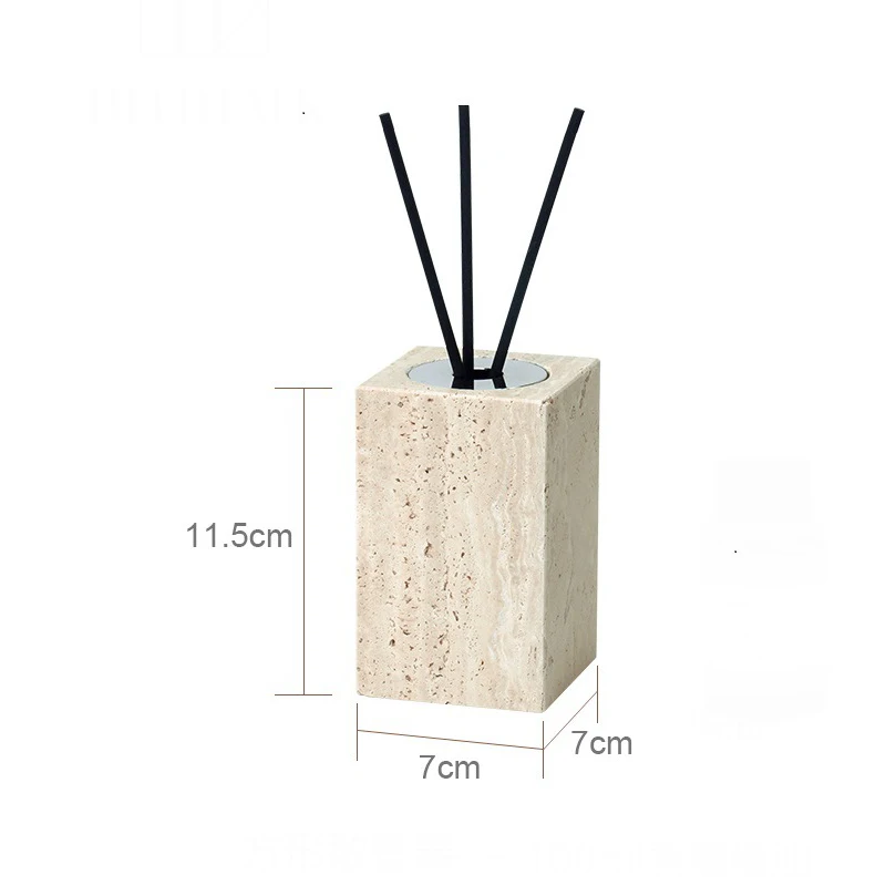 Beige Travertijn Badkamerset Natuurlijke Marmeren Zeepdispenser Rietverspreider Tissue Box Lade Badkameraccessoires