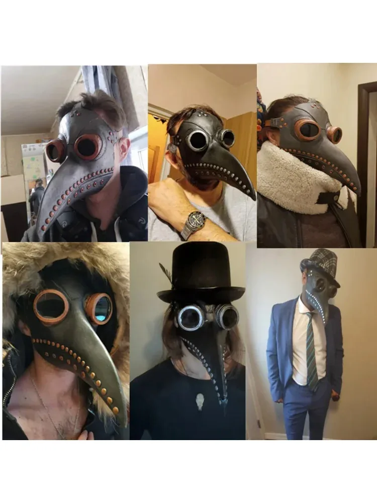 Plague Doctor Mask Costume Adult Kids Cosplay Carnival Halloween Costume Kids Black Death Costume Plague Steampunk Doctor Mask