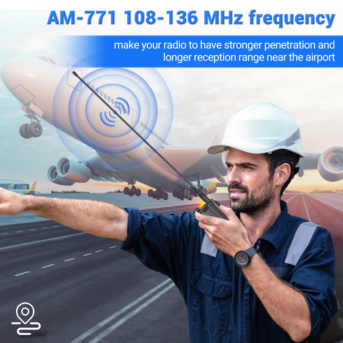 Antena extensible VHF 108-136MHz – Compatible Baofeng Quansheng - imagen 2