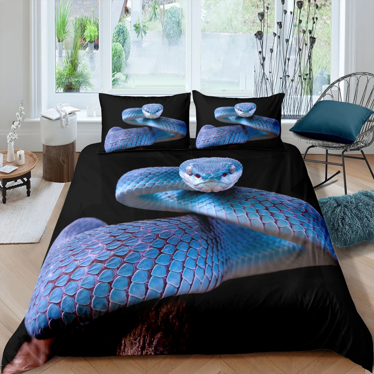 Home Living Luxury 3D Golden Python Bedding Set Snake Duvet Cover Pillowcase Queen and King EU/US/AU/UK Size Comforter Bedding