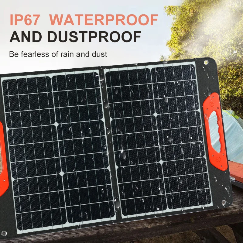 ETFE 60W Solar Panel Portable Solar Folding Bag USB QC3.0 18V DC TYPE-C PD Outdoor PV Power Station for Charging Energy Storage