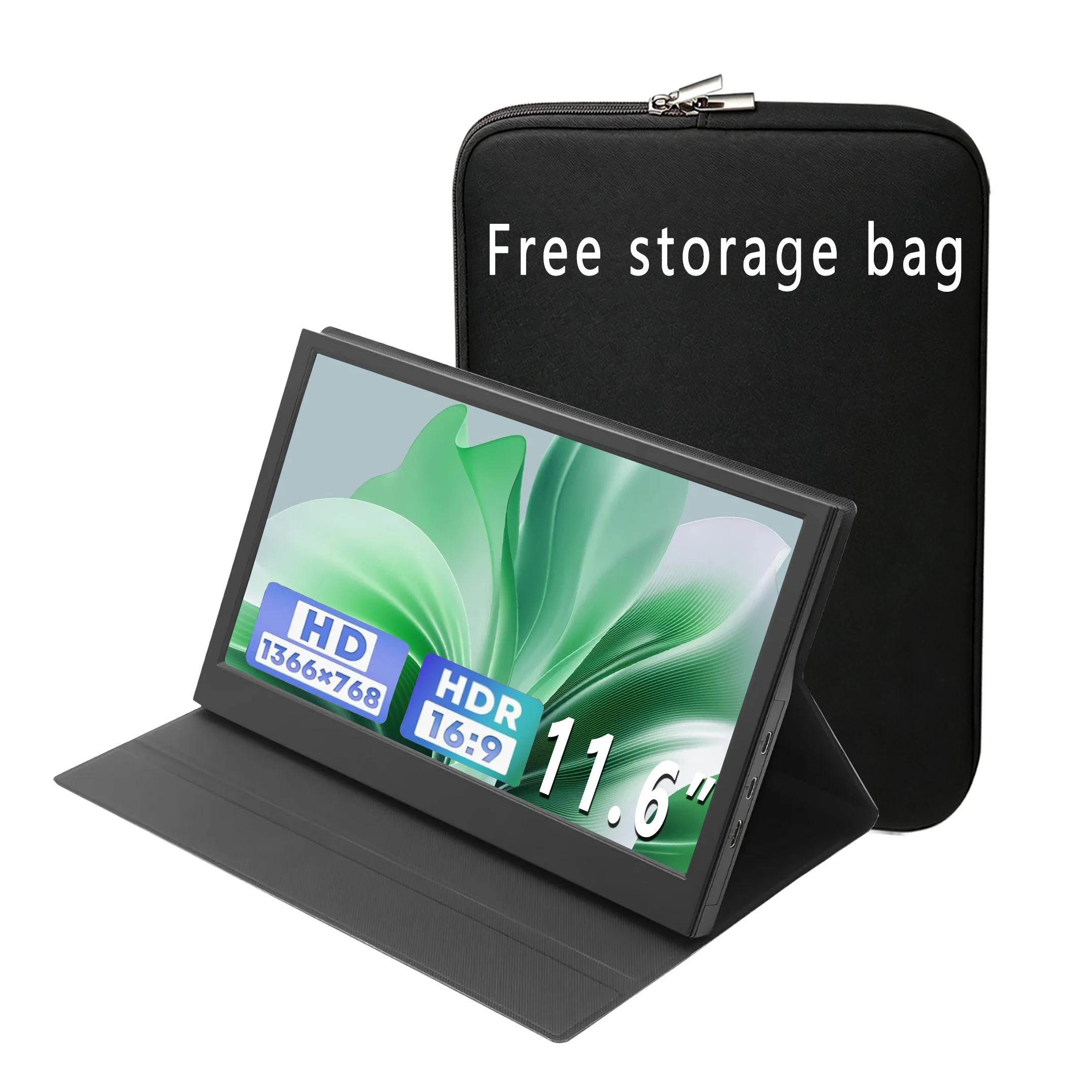 AHXJKA 11.6 Inch Portable Monitor 1366*768P HD IPS Can One line link With Type-C Mini HDMI For Phone Laptop PS4/5 TV XBox Mac PC