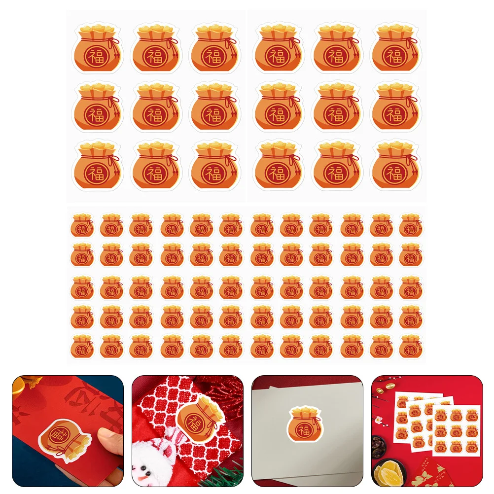 2 Bags Waterproof Adhesive Seal Stickers Spring Festival Elements Envelope Sealing Stickers for Gift Boxes Candy Bags New Year