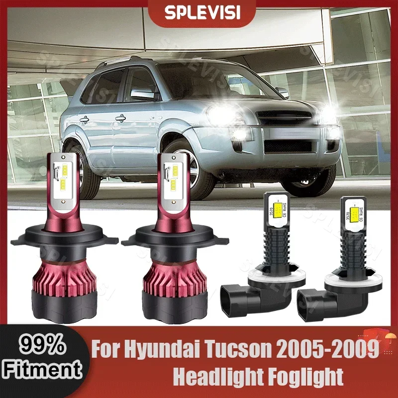 Car LED Headlight High Beam Low Beam Foglight Bulbs Conversion Kit For Hyundai Tucson 2005-2009 2005 2006 2007 2008 2009