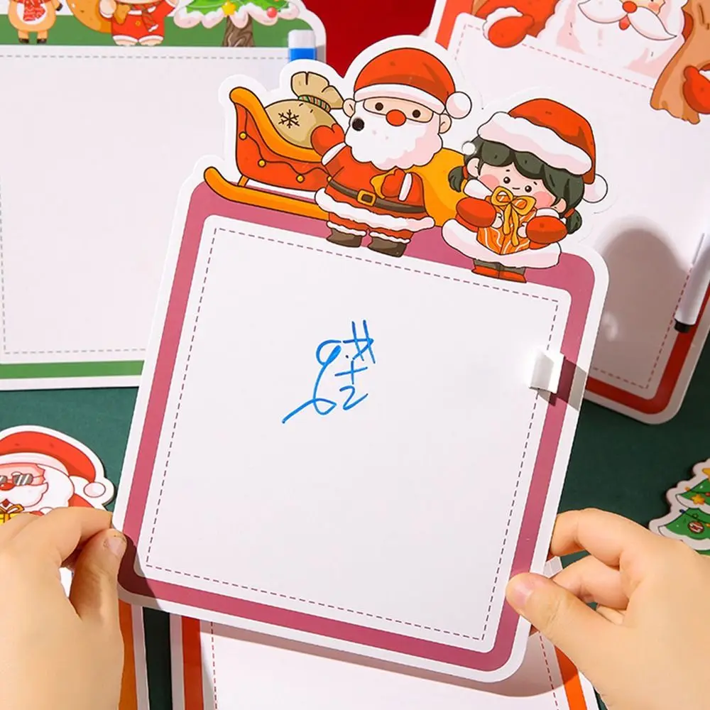 3/5/10 stücke Kreative Weihnachten Löschbaren Whiteboard Cartoon Tier Form Wiederverwendbare Zeichnung Schreiben Pad Tragbare Zufällige Druck