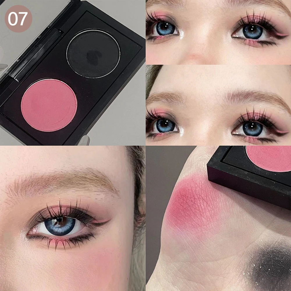 Paleta coreana da sombra do brilho, paleta da composição, rosa, azul, preto, camaleão, 2 cores