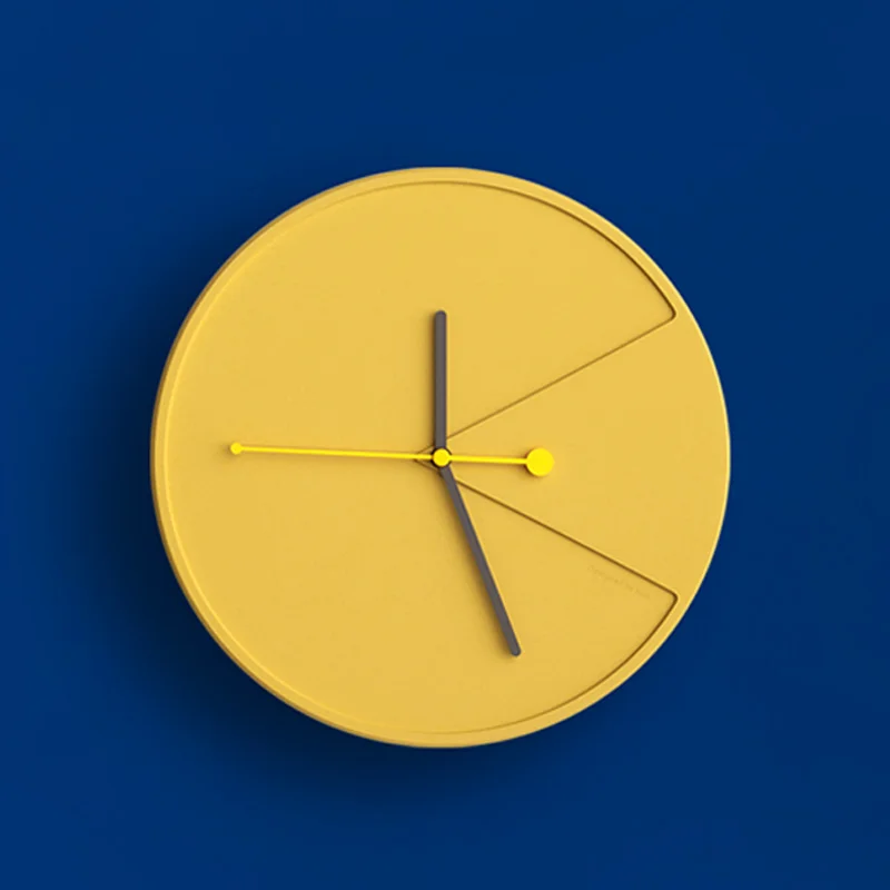 Cement Yellow 3D Mute Wall Clock Modern Design Wall Watch Home Decor Gift with Clock Mechanism