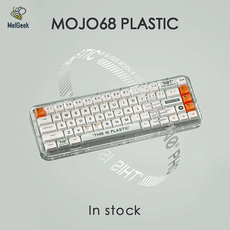 MelGeek Mojo68 Plastic See-through Custom Programmable Mechanical Keyboard Hotswappable Bluetooth