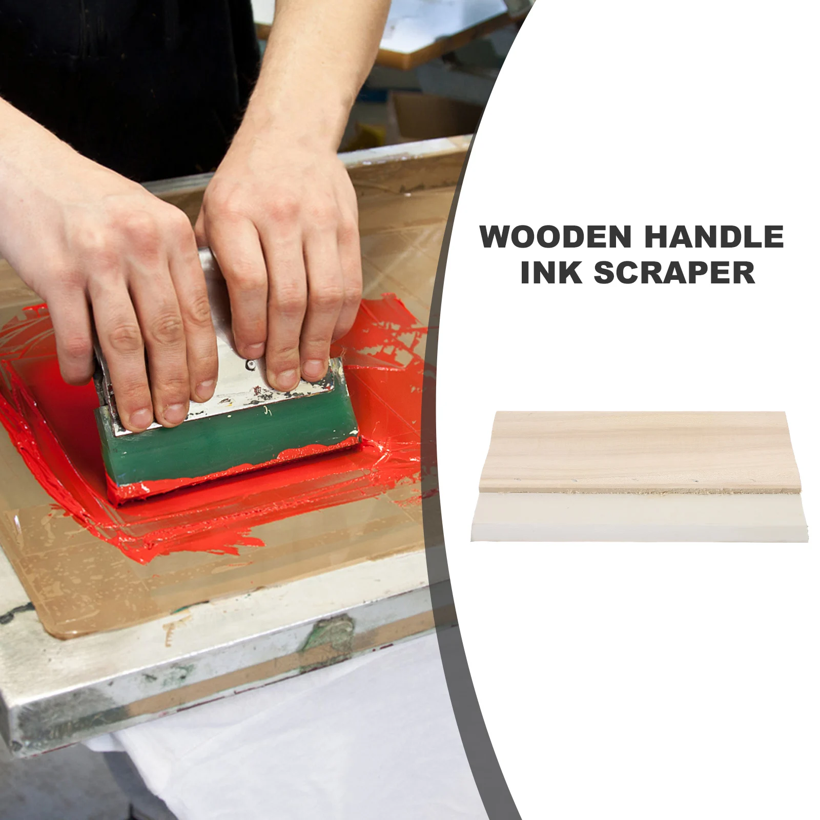 Screen Printing Squeegee 20cm Water Ink Durable Wooden Handle Compact Practical Craftsmanship Thick Material Hand Printing Tool