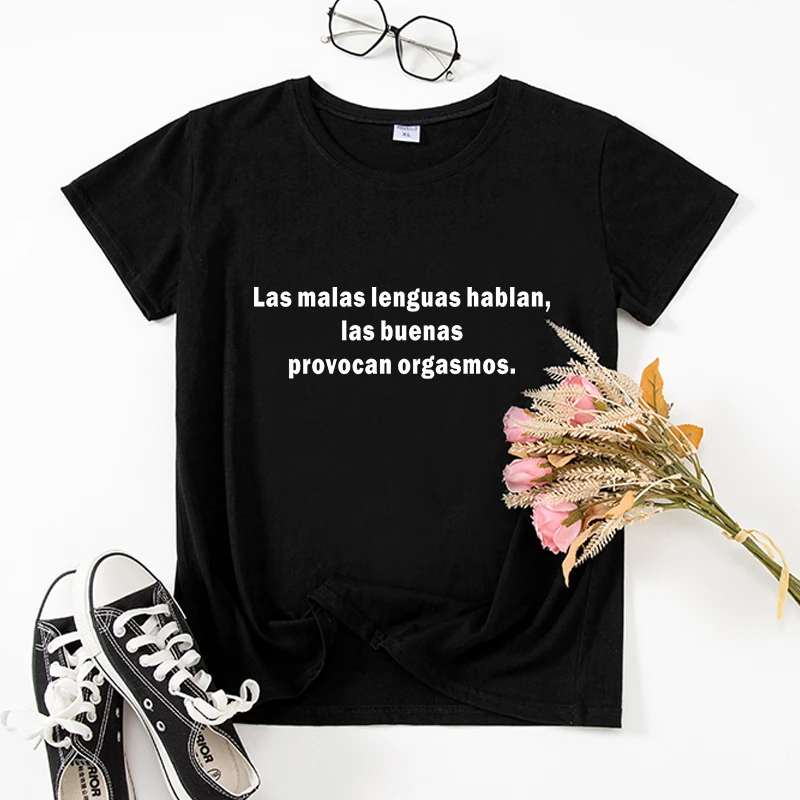 Evil tongues speak good tongues provoke orgasms Hipster camiseta de mujer básico tee Short sleeve Women tshirt summer tops