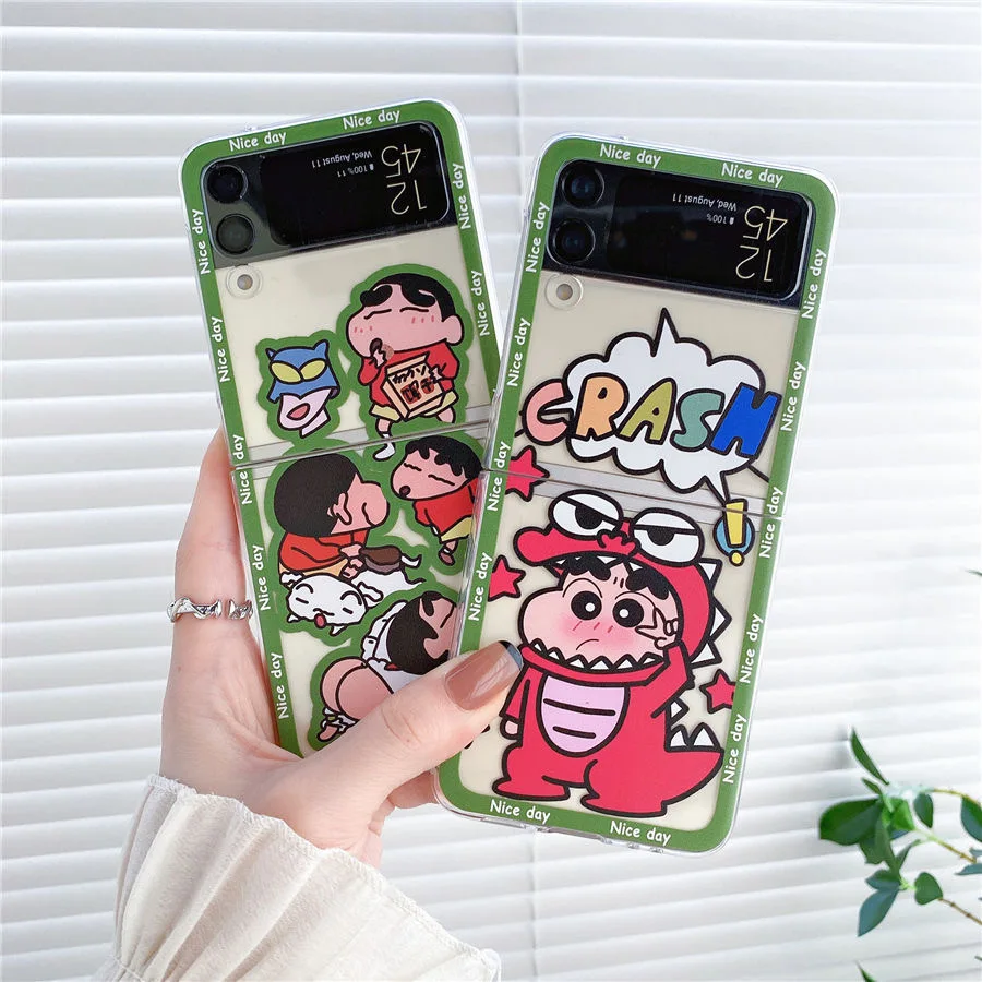 Cute Anime Noharas Shinnosukes Phone Case for Samsung Galaxy Z Flip 3 4 Z Flip 5 6 Z Fold 4 5G PC Soft Anti-fall Back Cover