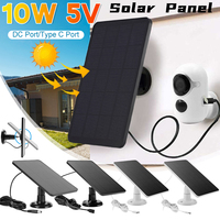 10W 5V Solar Panel Micro USB & USB-C Port Solar Charging Panel 9.8 Ft Charging Cable for Security Camera for Eufycam 3C/2C/2 Pro