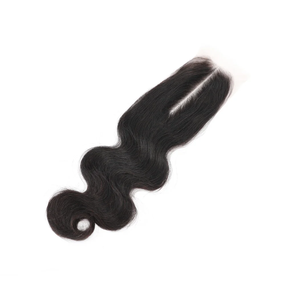 Body Wave Human Hair Bundles Virgin Brazilian Body Wave Bundles with Closure 100% Unprocessed Remy Hair Bundles 2x6 Lace Kim K