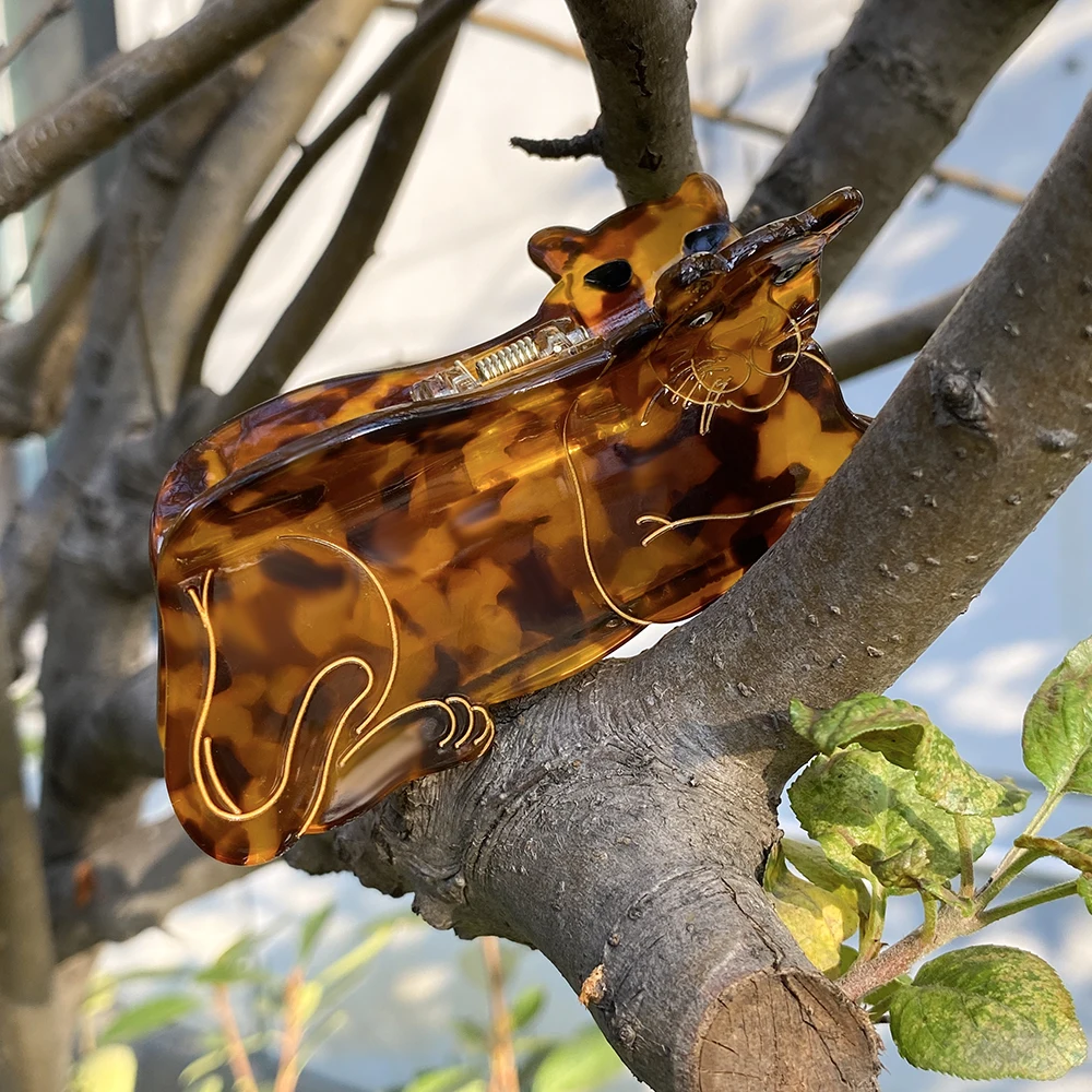 AENSOA Nischendesign Leopardenmuster Tiger Grab Cartoon Haarnadel Frauen Persönlichkeit Wildtier Essigsäure Clip Hinterkopf Hai Clip – Detail 23