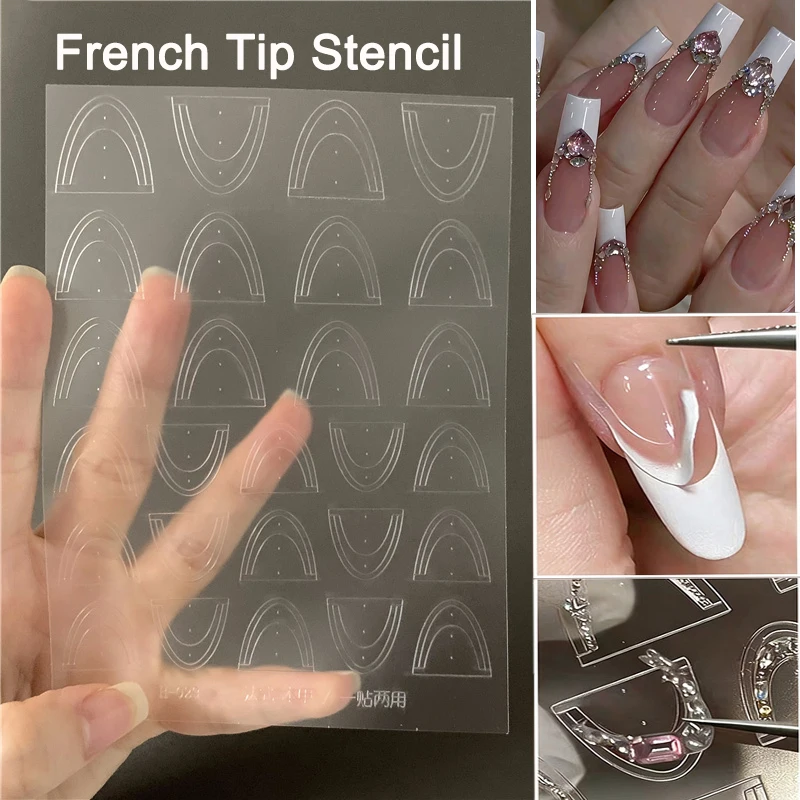 French Manicure Stencil Nail Template Stickers Multi-purpose DIY Nail Art Guides for Rhinestone Placement Professional Manicure