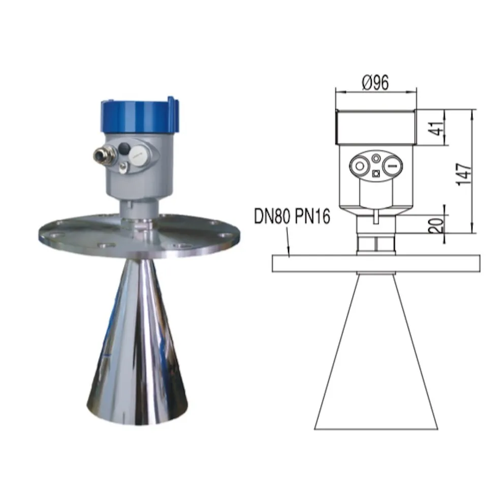 Shuohao 80GHz Level Transmitter Non-contact Level Sensor for Hydrometallurgy Fine Powder Silo
