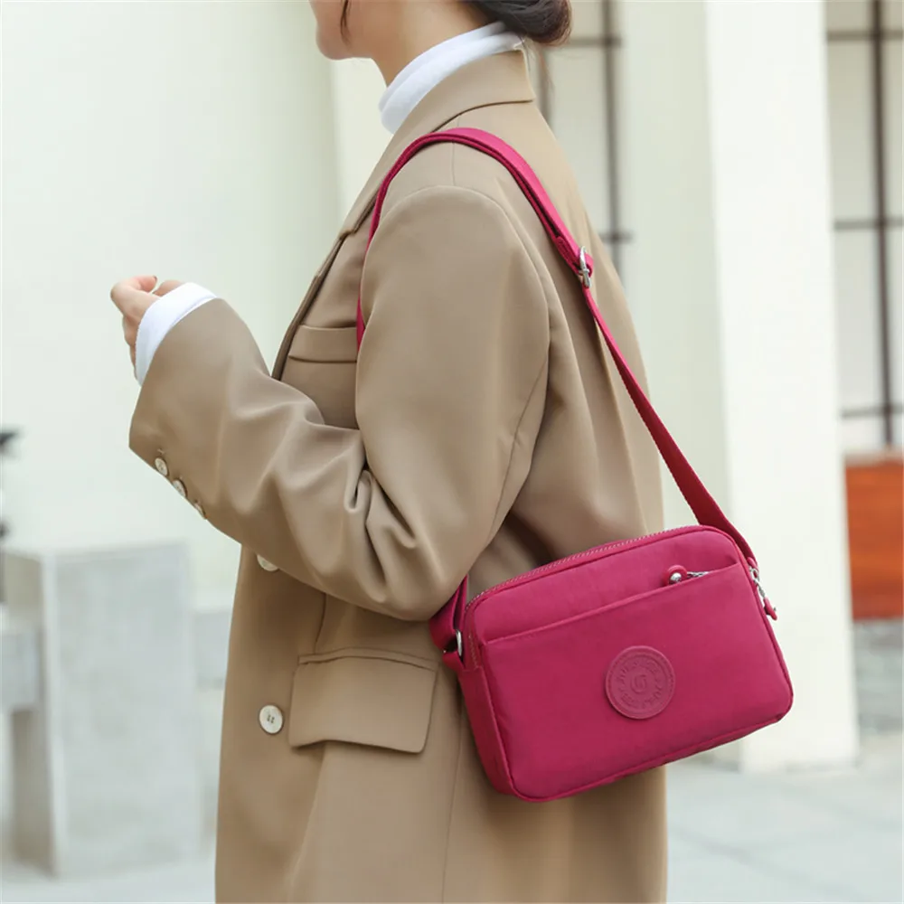 Waterproof Oxford Messenger Bag Female Casual Light Shoulder Bag Female Summer Candy Color Multi Layer Crossbody Bags for Woman