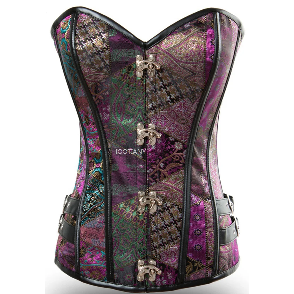 New Court Vintage Jacquard Corset Steel Bone Punk Gothic Corset Locking Closure Steam Punk Style Women Waist Shapewear