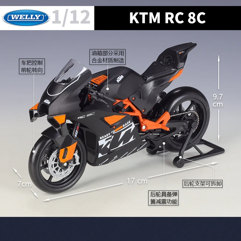 WELLY 1/12 KTM RC8C moto da corsa simulazione lega modello di moto ammortizzatori collezione auto giocattolo regalo per bambini