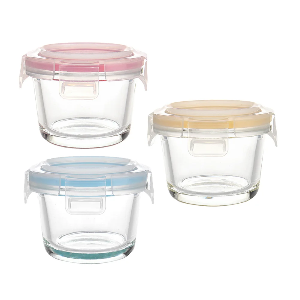 3 قطع من وعاء تخزين الزجاج، صندوق طعام الطفل، حاويات مختومة، آمنة من البولي بروبيلين لمستلزمات المطبخ والفواكه والخضروات