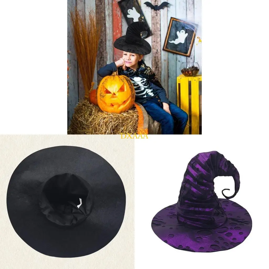 

DXAA Adult Pleated Witch Hat for Halloween Masquerades Wizard Hat Cosplay Costume Halloween Carnivals Party Funny Dress