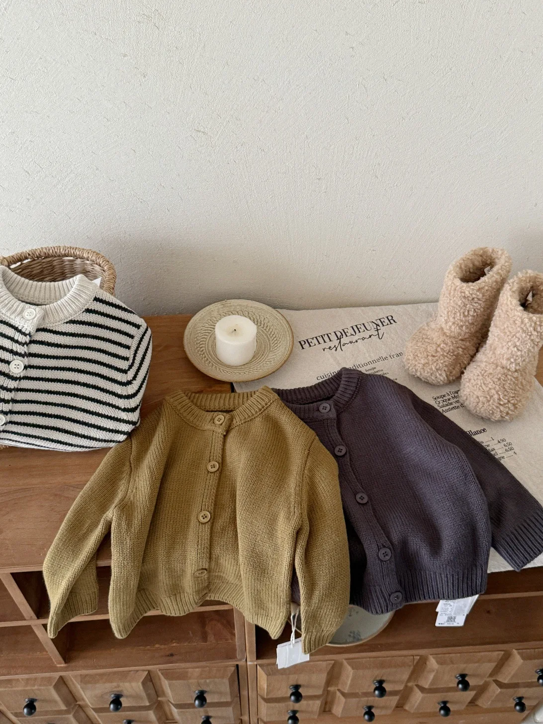 الرضع الفتيات سترة معطف طويل الأكمام الفتيان عادية مخطط تريكو ملابس الطفل 2025 الخريف جديد الأطفال سترة مشغولة من الصوف القطن #2