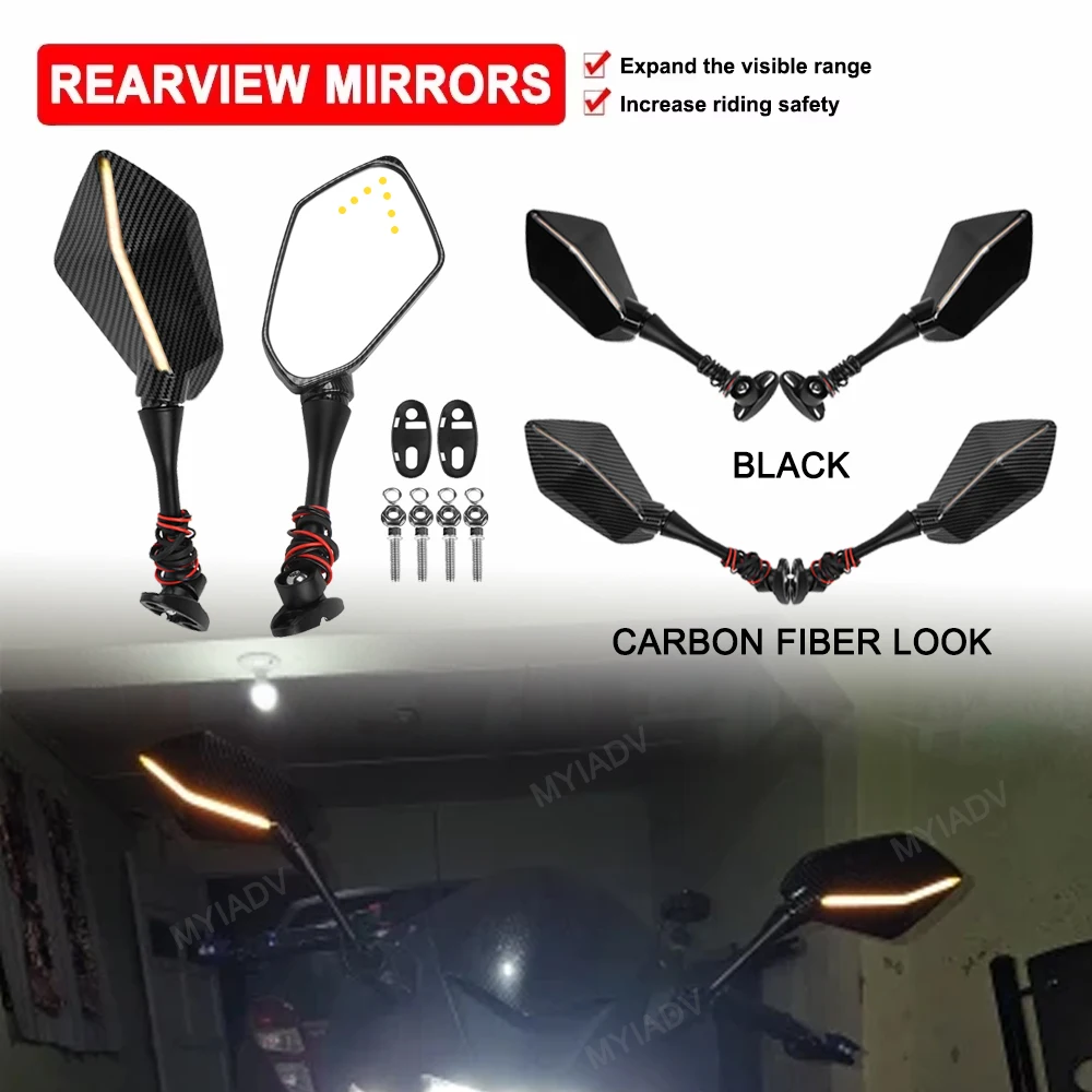 

Motorcycle Rearview Mirrors With LED Turn Signal Light For Honda CBR600RR 2003-2022 CBR1000RR 2004-2007 Side Mirror Accessories