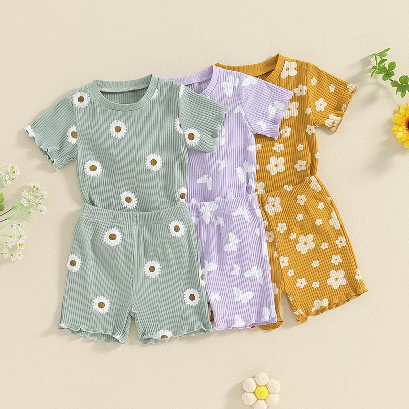 Ensemble de vêtements d\'été pour bébé fille, t-shirt à manches courtes, short en Y, tenue mignonne