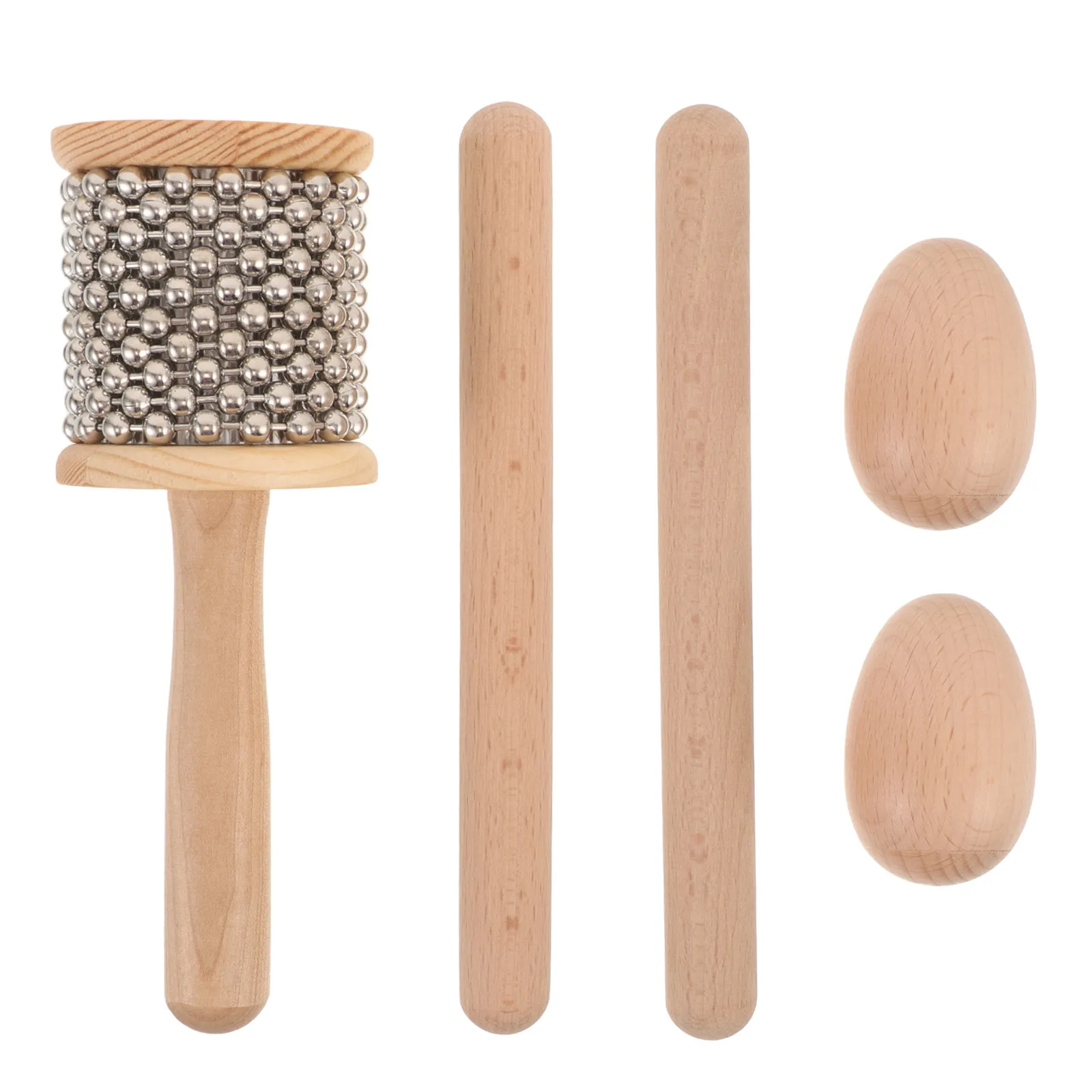 Wooden Hand Shaker Instrument for Music Teachers – Mini Cabasa Egg Percussion Rhythm Shaker Set