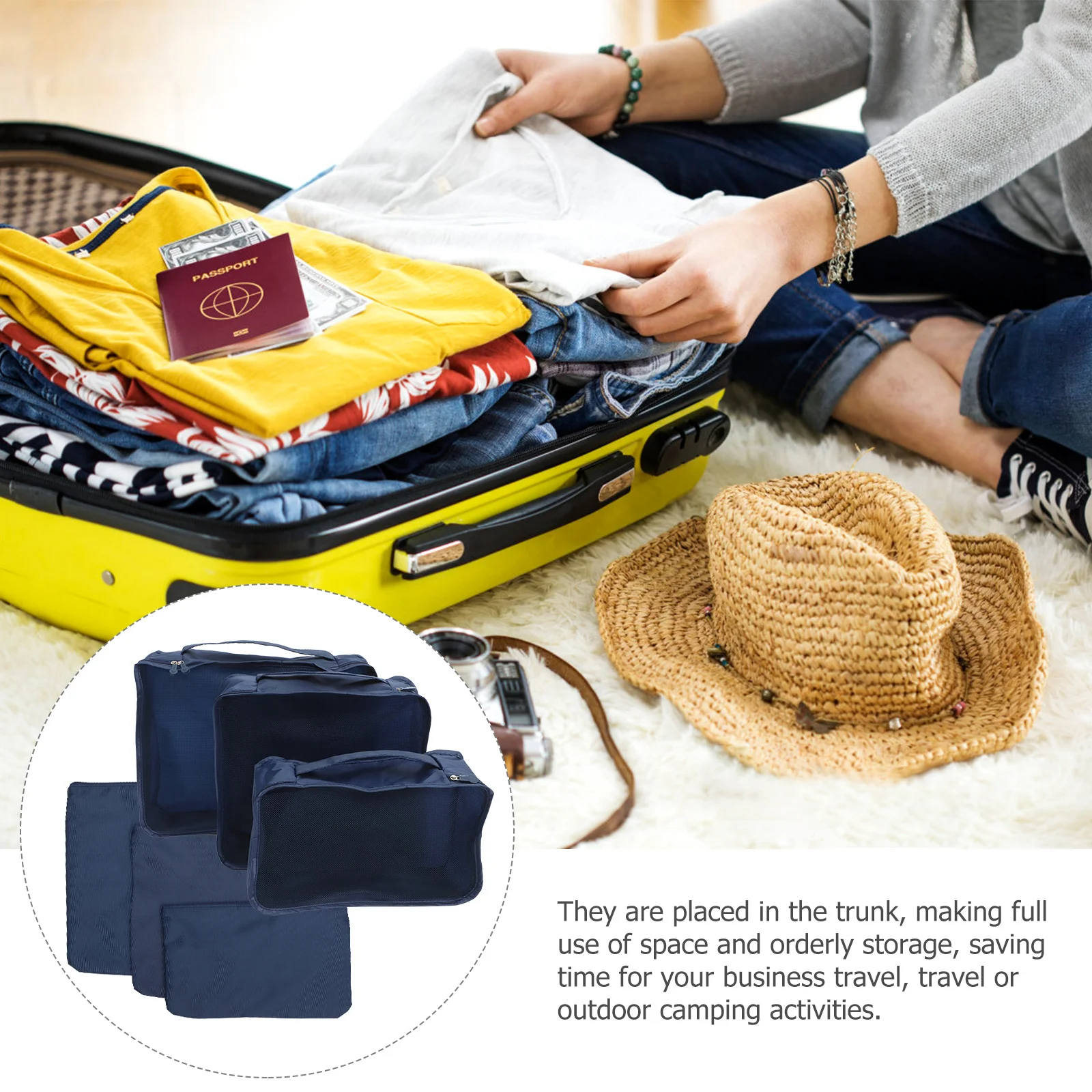 

1 Set Of Large Capacity Storage Box Clothes Organizer Foldable Luggage Bag With Window Unisex Closet Home Clothes Storage Bag