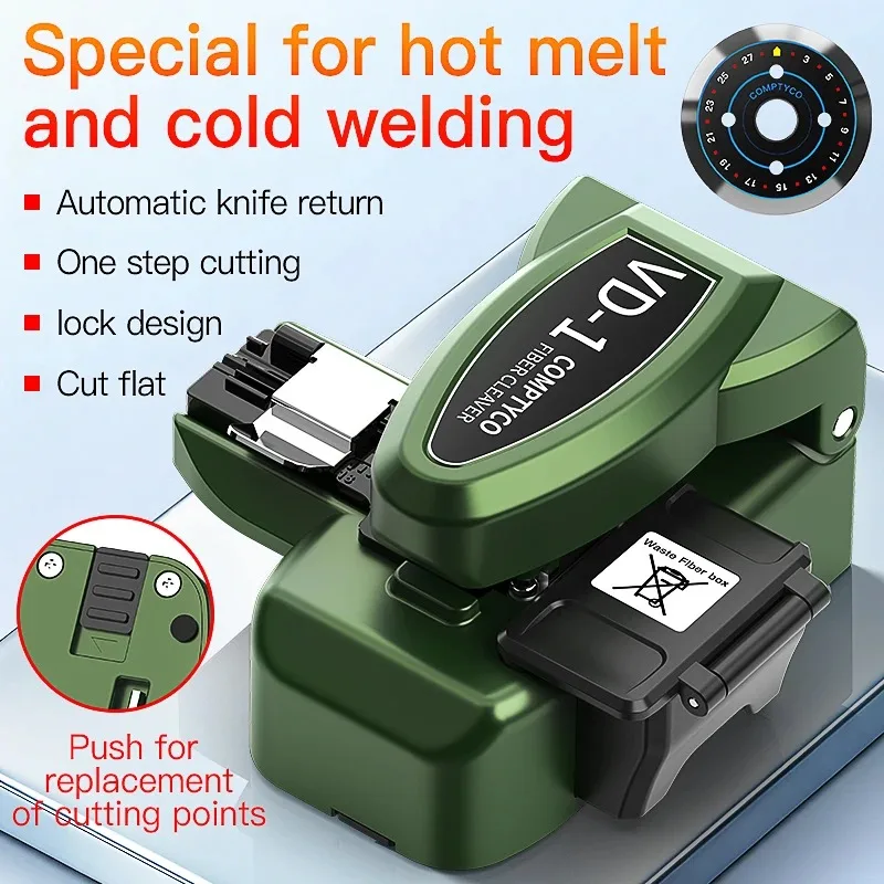 

COMPTYCO VD-1 One-step Fully Automatic High Precision Fiber Optic Cleaver Optical Fiber Fusion Splicer Cutting Knife FTTH Tool