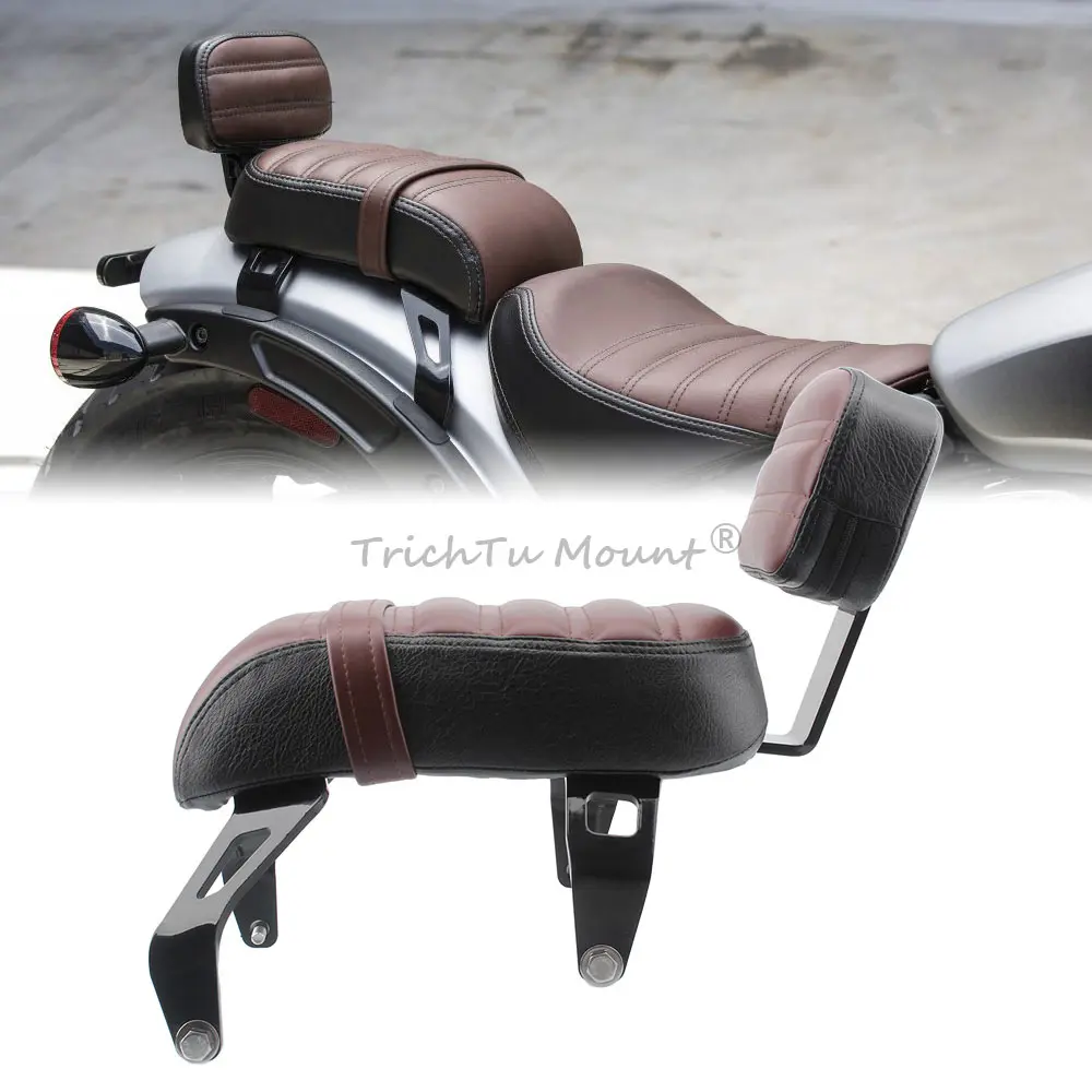 Passenger Seat With Backrest Bracket Fit For Indian Scout Rogue/Sixty Bobber/Twenty/Sixty 2018-2024 High Quality Materials Brown