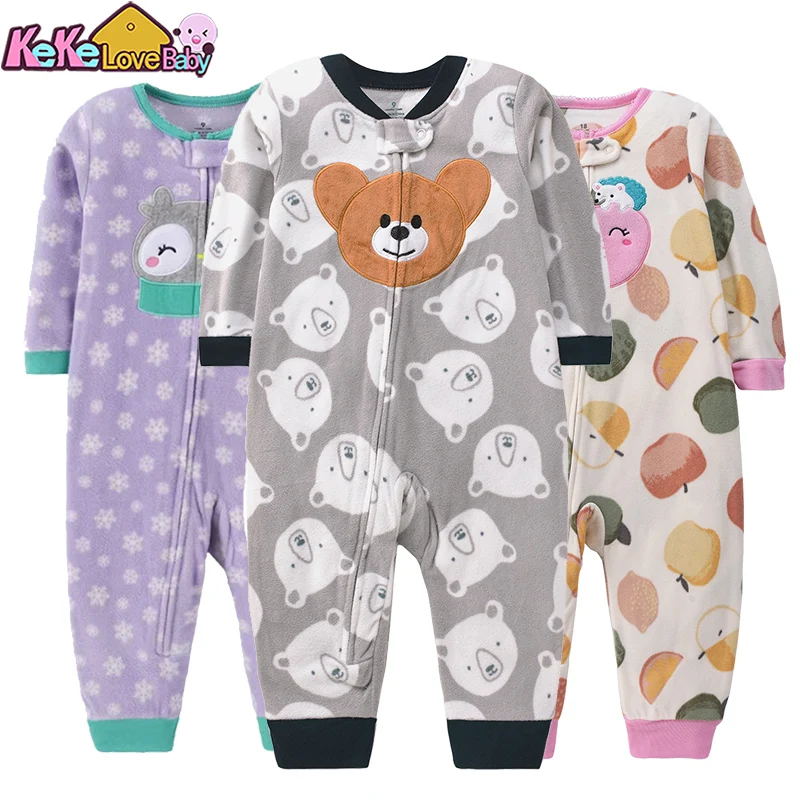 Winter Infant Baby Pajamas Boy Girl Rompers Warm Autumn Clothes Zipper Fleece Overalls Animal Jumpsuit Clothing 9 12 to24 months