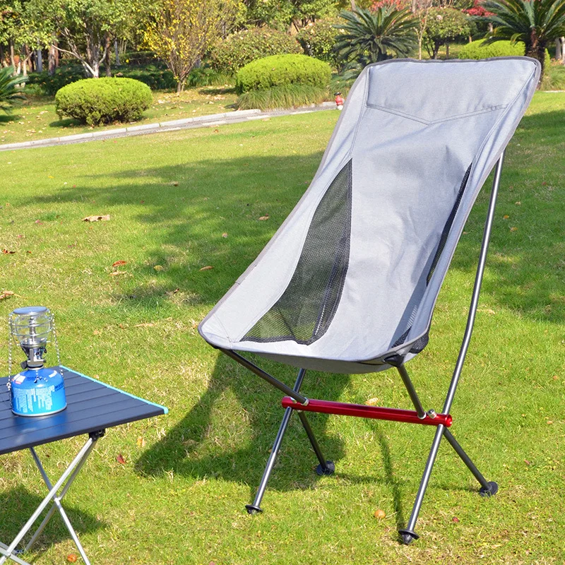 Outdoor Ultralight Folding Chair Alloy Portable Backrest Beach Moon Chair Fishing BBQ Self-driving Camping Stool