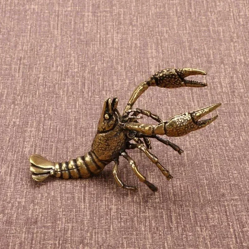 Antike Patina-Hummer-Skulptur aus massivem Messing, Kupfer, handgefertigtes Weihnachtsschmuck, vergoldetes Tier, Tee, Haustier, Sammlerstück – Detail 3