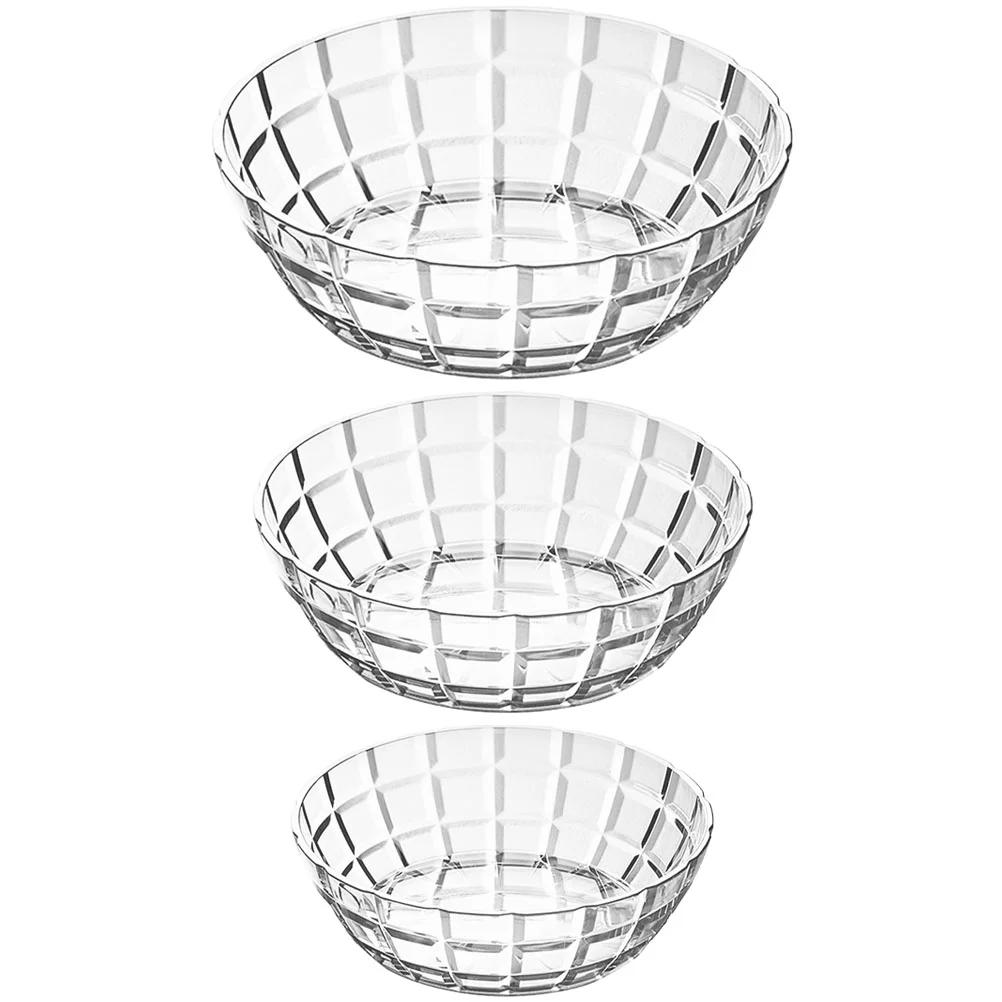 3 Pcs Transparent Salad Bowl Bowls Plastic Serving Large European Style for Entertaining The Pet